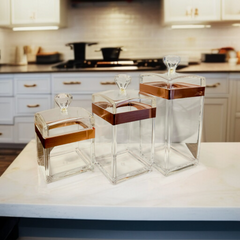 Acrylic 3 Pcs Airtight Jar Set-D1