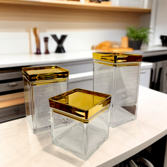 Acrylic 3 Pcs Airtight Jar Set-D2