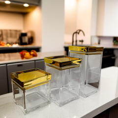 Acrylic 3 Pcs Airtight Jar Set-D2