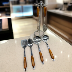7 Pcs Stainless Steel Kitchen Set (Wooden Handle)