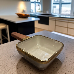 Wooden Handle Serving Dish-Grey