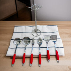 7 Pcs Stainless Steel Kitchen Set (Silicone Handle)