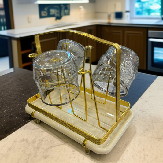 Metal Golden Glass Stand (6 Hook)
