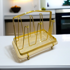 Metal Golden Glass Stand (6 Hook)