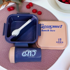 2 Compartment Lunch Box with Bottle-Purple