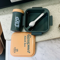 2 Compartment Lunchbox with Bottle-Green