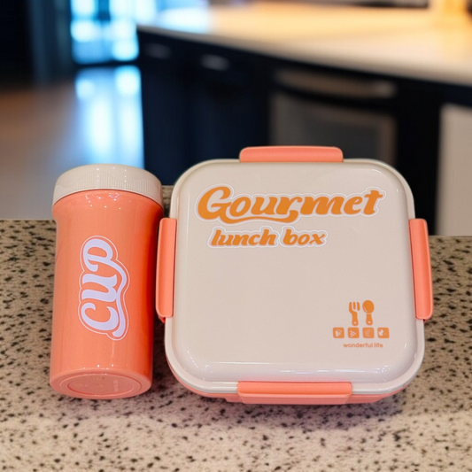 2 Compartment Lunch Box with Bottle-Orange