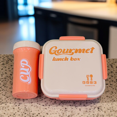 2 Compartment Lunch Box with Bottle-Orange