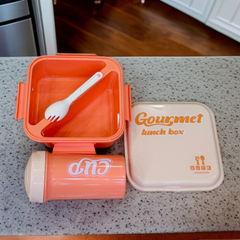 2 Compartment Lunch Box with Bottle-Orange