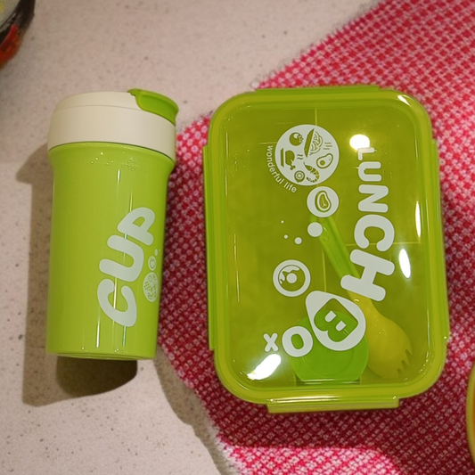 3 Compartment Lunch Box with Bottle-Green