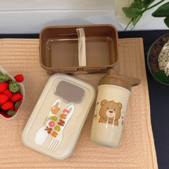 Leak Proof Lunch Box with Bottle-Brown