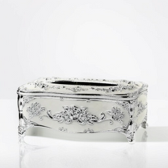 European Style Tissue Paper Box Case-White Silver