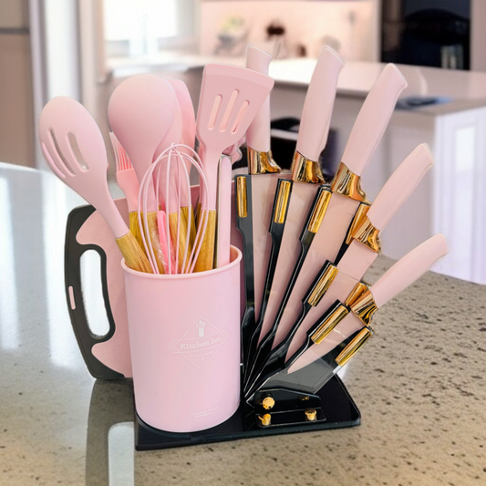19 Pcs Kitchen Utensils Set-Pink