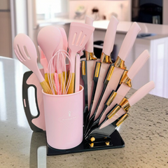 19 Pcs Kitchen Utensils Set-Pink