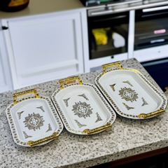 Oval Shape Plastic Tray (Set of 3)