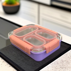 3 Compartments Lunch Box-Pink