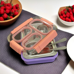 3 Compartments Lunch Box-Pink
