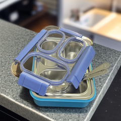 3 Compartments Lunch Box-Blue