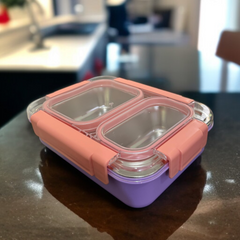 2 Compartments Lunch Box-Pink