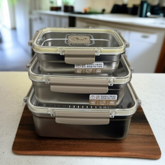 Stainless Steel 3 Pcs Lunch Box Set