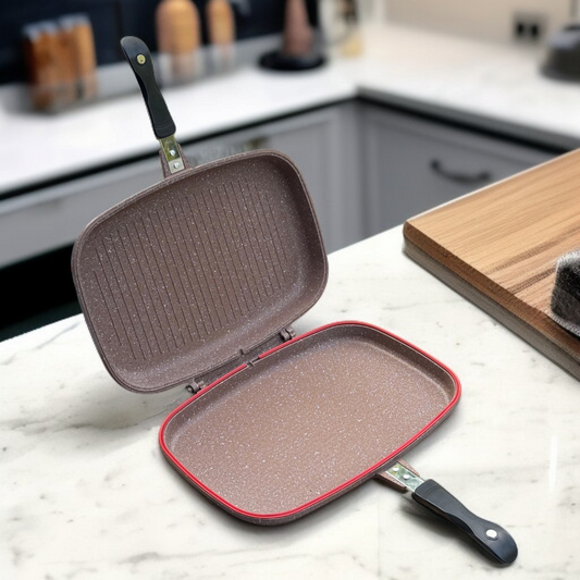 Double Sided Grill Pan Mahroon-40cm