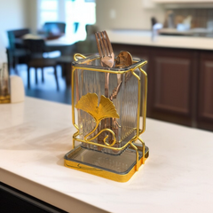 Acrylic Cutlery Holder with Metal Stand