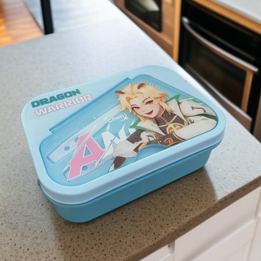 Dragon Warrior Design Lunch Box-Blue