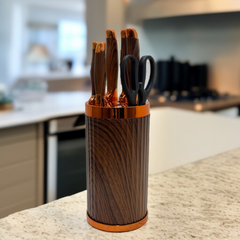 Knife Set with Stand Round-Brown