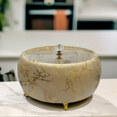 Printed Velvet Naan Box-Golden