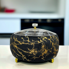 Printed Stainless Steel Velvet Naan Box-Black