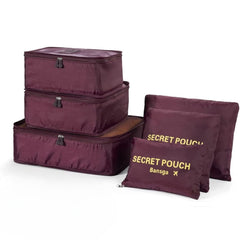 6 Pcs Waterproof Travel Storage Bag (Mehroon)
