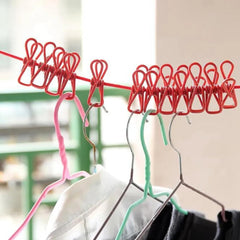 Cloth Drying Rope with 12 Clips