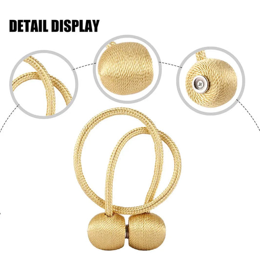 2PCS/Pair Magnetic Curtain Tiebacks (Golden)