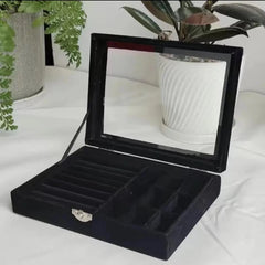 Velvet Clear Lid Jewelry Organizer