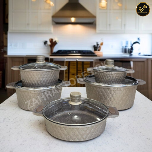 W.J.S 10 Pcs Granite Cookware Set-Grey