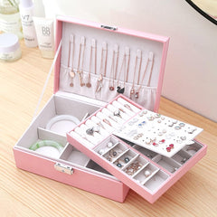 2 Layer Pu Leather Jewellery Box-Pink