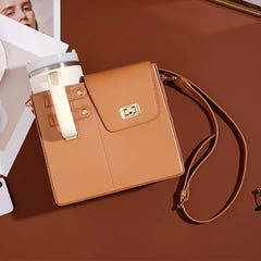 Crossbody Water Cup Storage Bag-Brown