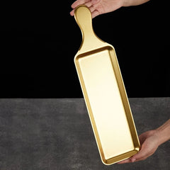 Golden Serving Tray with Handle