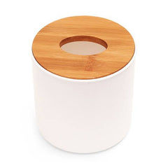 Round Tissue Box with Bamboo Lid