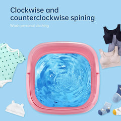 Foldable Small Laundry Machine with Drain Basket-Pink