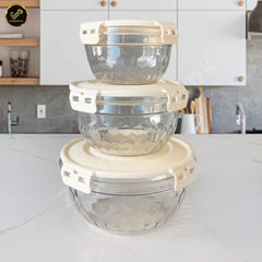 3 Pcs Air Tight Food Boxes (Light Grey)