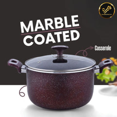 XELENT Marble Coated Casserole-26cm (Mehroon)