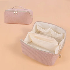 3 Layer Leather Cosmetic Bag