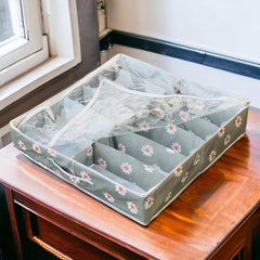 12 Pair Dust Proof shoe organizing Zipper Bag(Grey Flower)