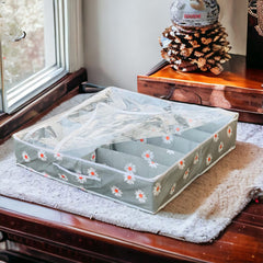 12 Pair Dust Proof shoe organizing Zipper Bag(Grey Flower)