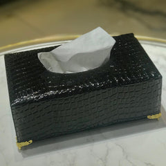 Leather Dustbin+Tissue Box-Black