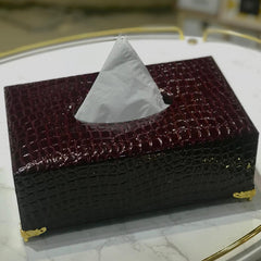 Leather Dustbin+Tissue Box-Mehroon