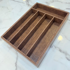 5 Grid Leather Cutlery Holder -Brown