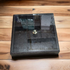 5 Grid Leather Dry Fruit Tray With Lid-Light Brown