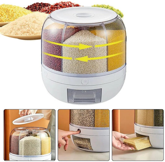 6  Compartment Grain Storage Dispenser Round Large